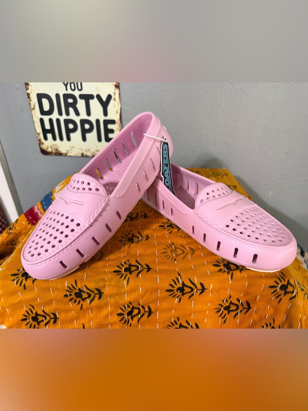 Pink Slip-On Perforated Women's Loafers